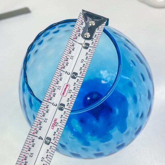 Vtg Empoli Italian MCM Glass Brandy Snifter Pedestal Vase Blue Optic ~ 13 Inches - Picture 3 of 6